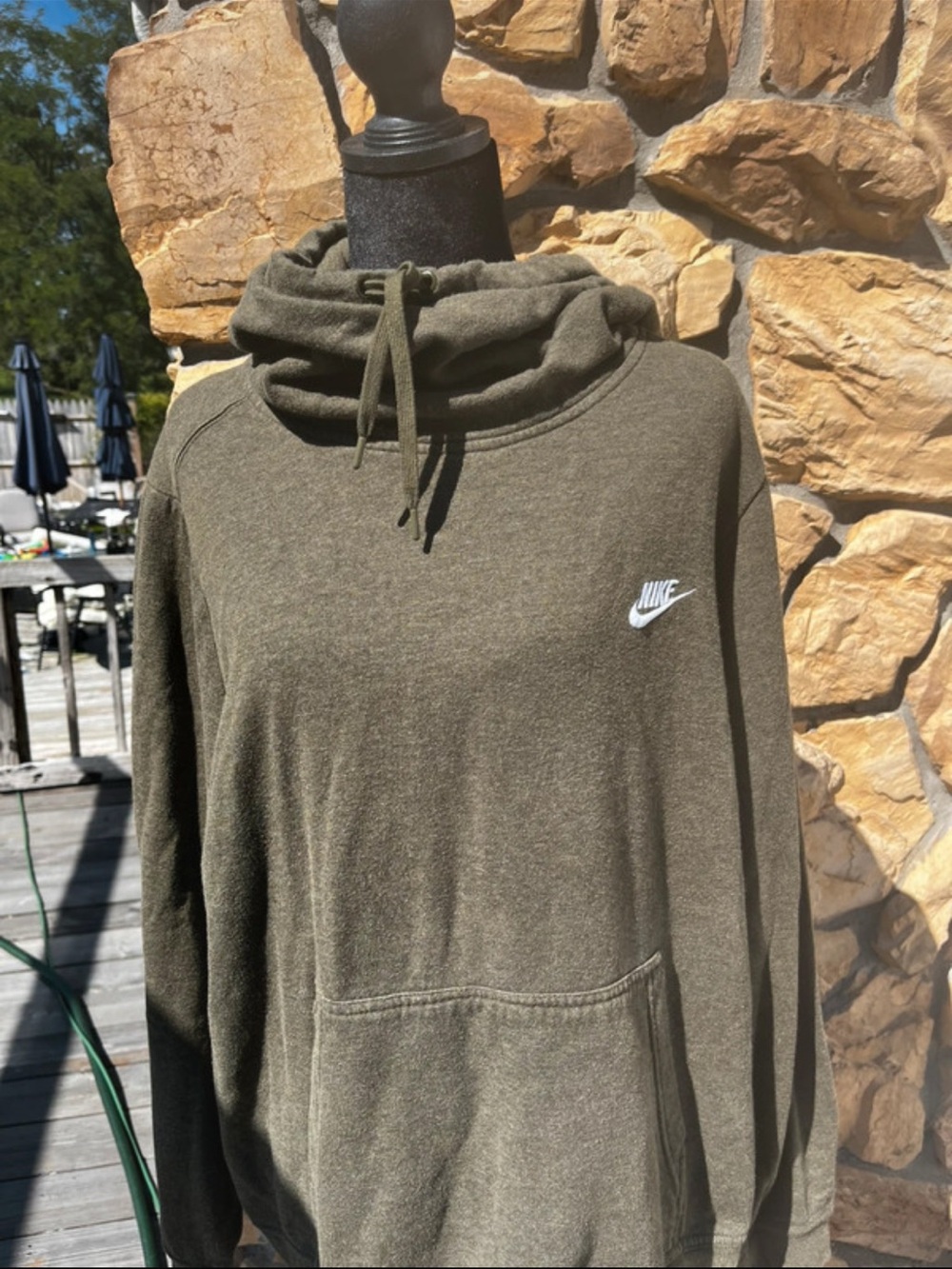 Nike Olive Funnel Neck Pullover with Drawcord